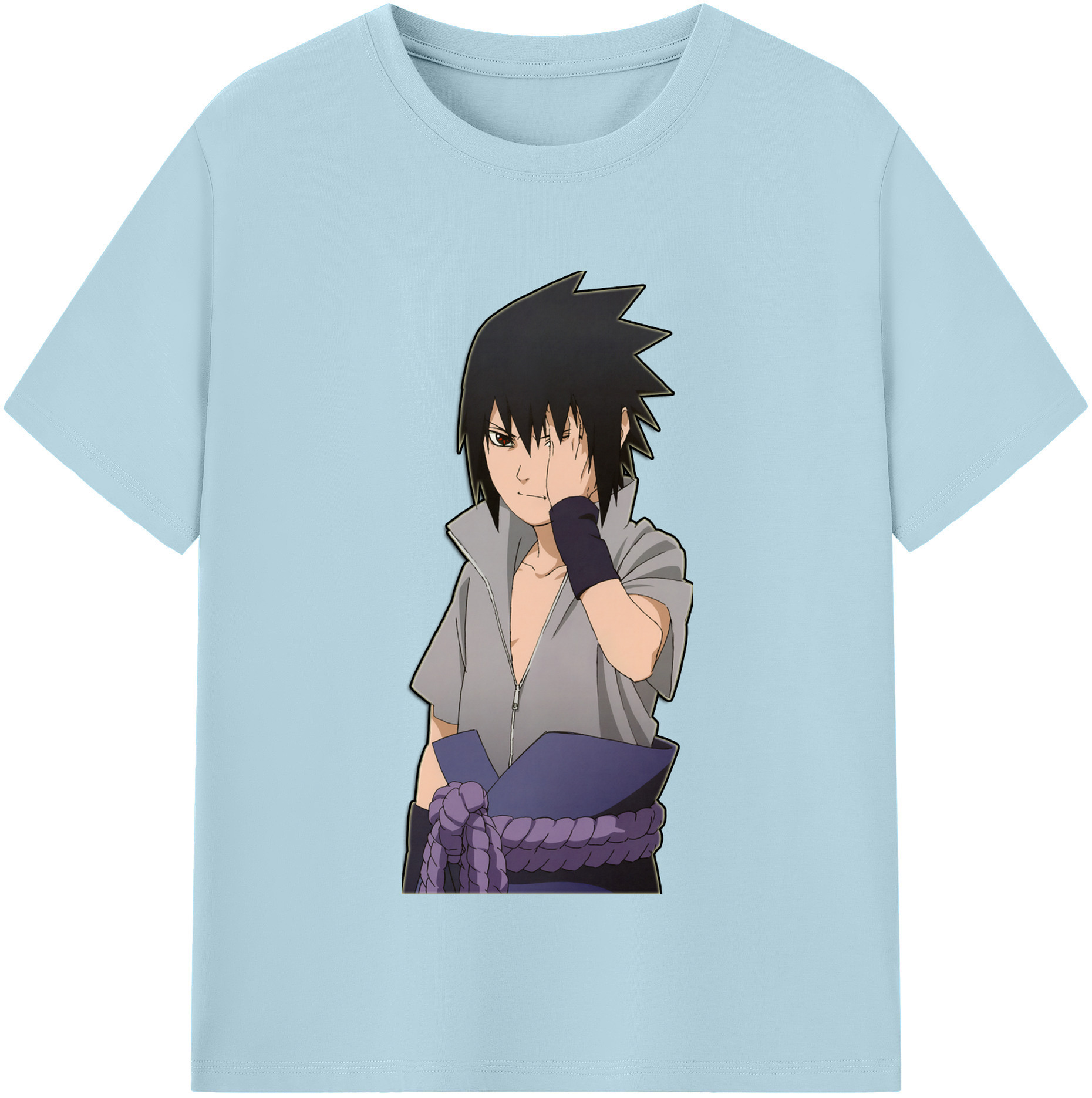 （画像用） NARUTO -ナルト- うちは サスケ Uchiha Sasuke 綿100％半袖Tシャツ（フロントプリント）